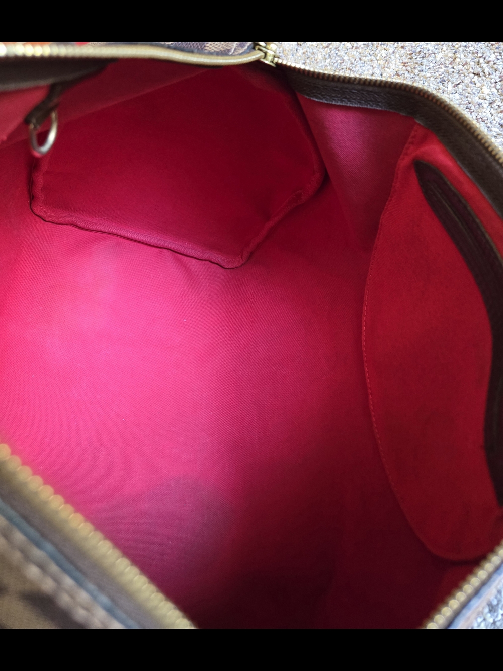 Louis Vuitton Red Canvas Interior with Dark Leather Tab - Picture 12 of 13